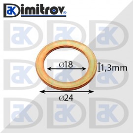 Дифтунга Ø 18 х Ø 24 х 1,3 mm медна